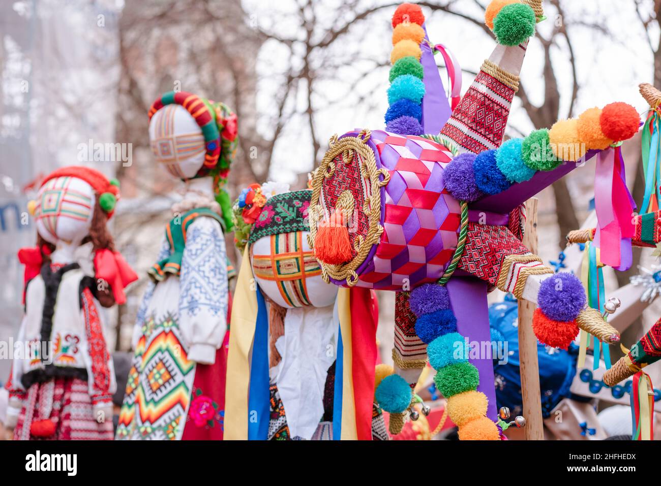 Lviv, Ukraine - January 8, 2022 : The flash of Christmas star festival
