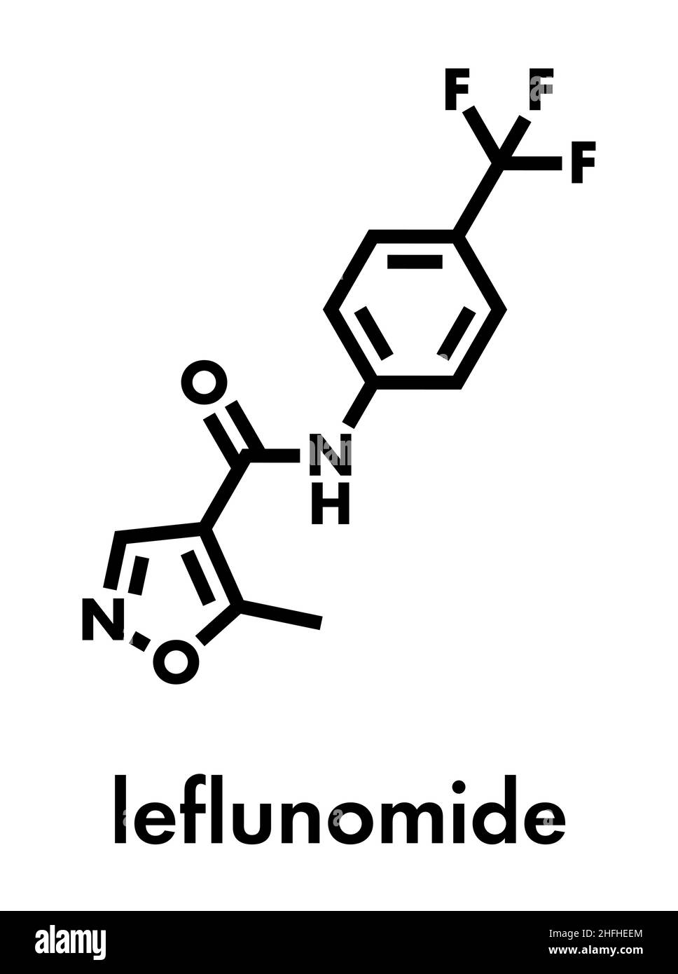 Leflunomide rheumatoid arthritis drug molecule. Skeletal formula Stock Vector Image & Art Alamy