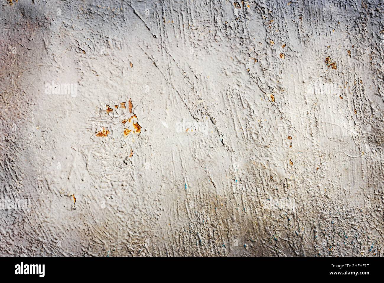 Texture background steel surface rust and paint traces. Vignette. Stock Photo