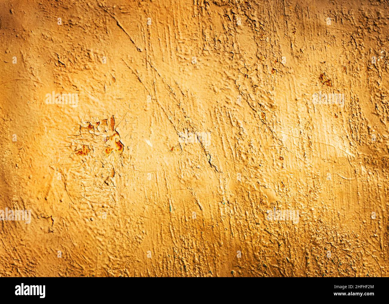Texture background steel surface rust and paint traces. Vignette. Stock Photo