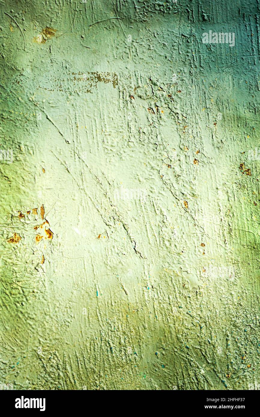 Texture background steel surface rust and paint traces. Vignette. Stock Photo