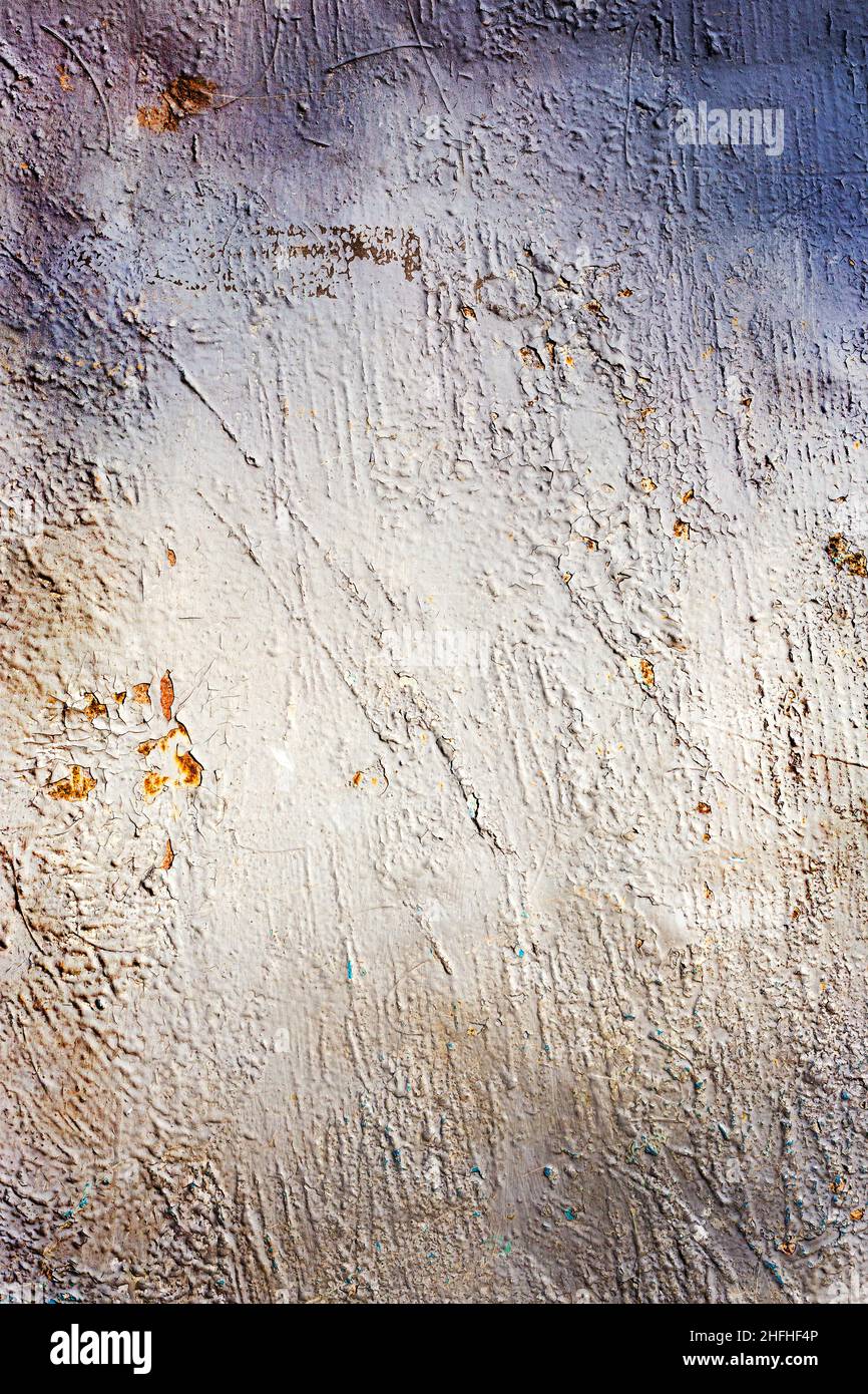 Texture background steel surface rust and paint traces. Vignette. Stock Photo