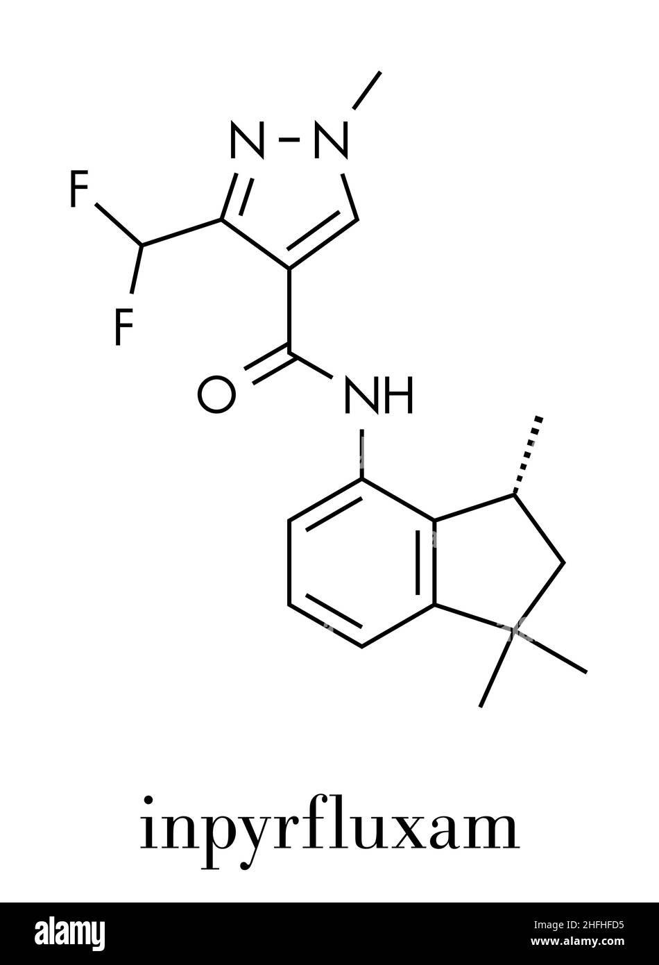 Inpyrfluxam fungicide molecule. Skeletal formula. Stock Vector