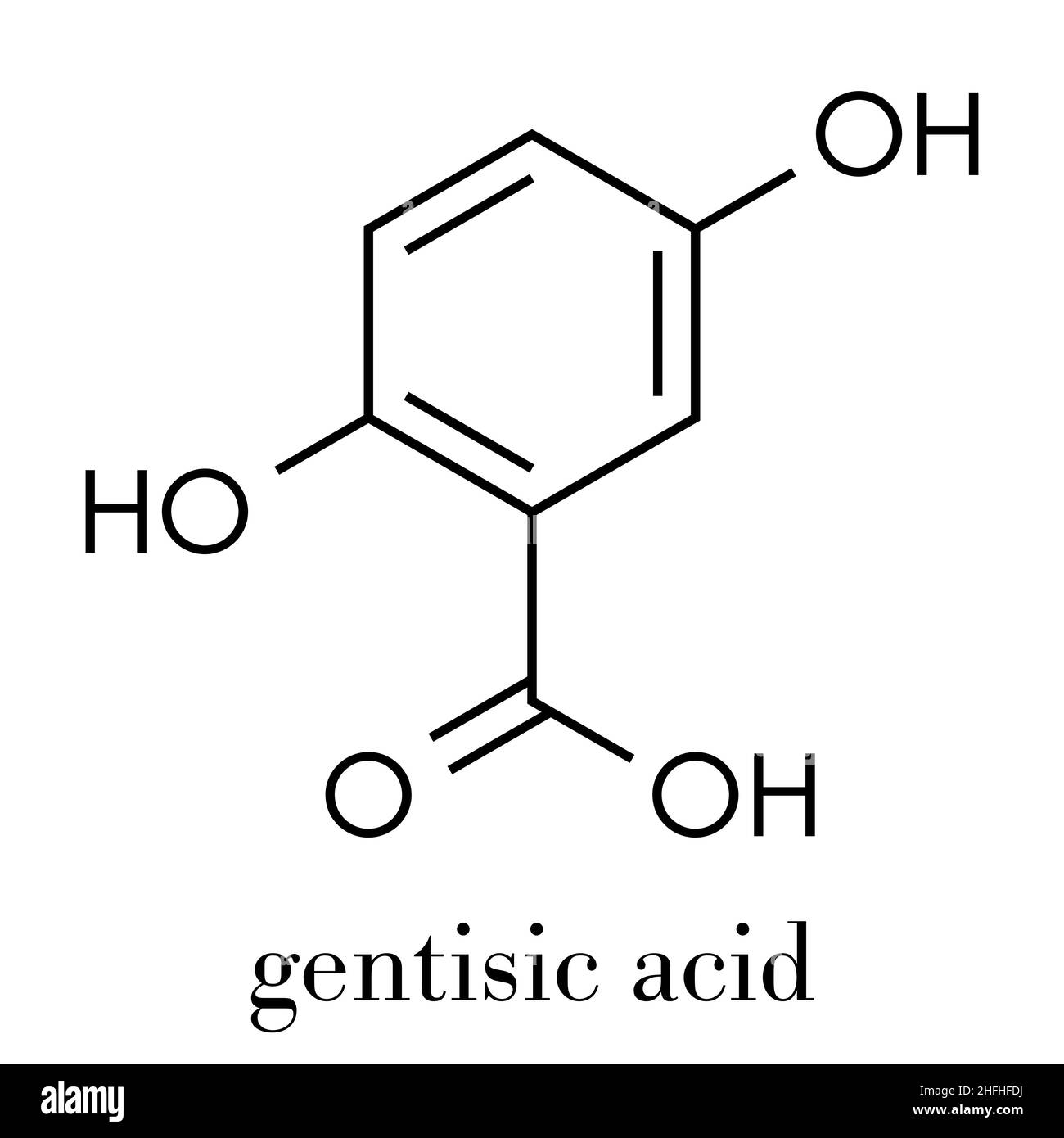 Gentisic acid molecule. Skeletal formula. Stock Vector