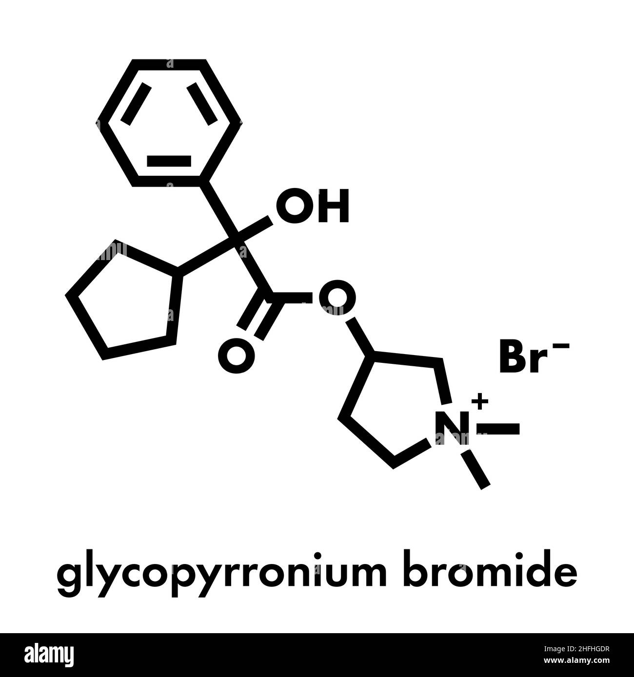 Glycopyrronium bromide (glycopyrrolate) COPD drug molecule. Has additional medical uses as well