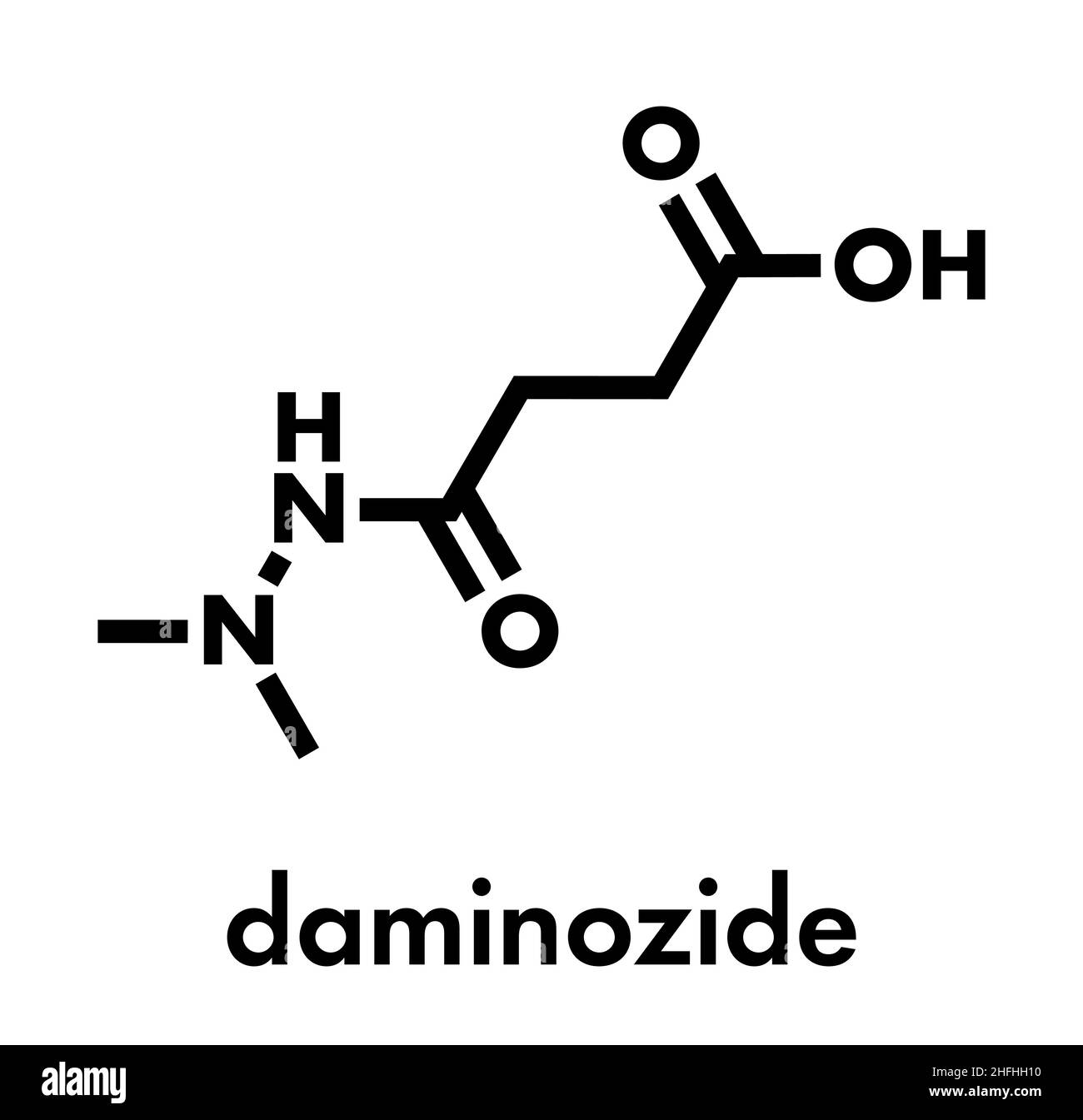 Daminozide (Alar) plant growth regulator molecule. Has been banned because of carcinogenicity concerns. Skeletal formula. Stock Vector