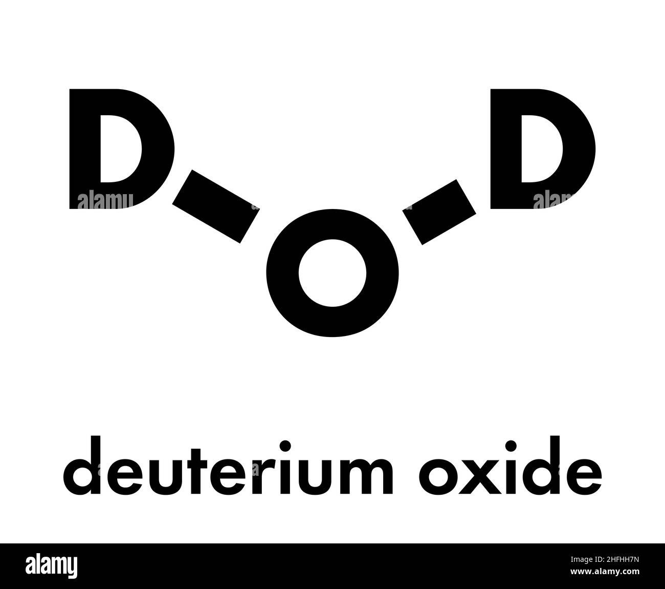 Deuterium oxide (heavy water) molecule. Skeletal formula Stock Vector