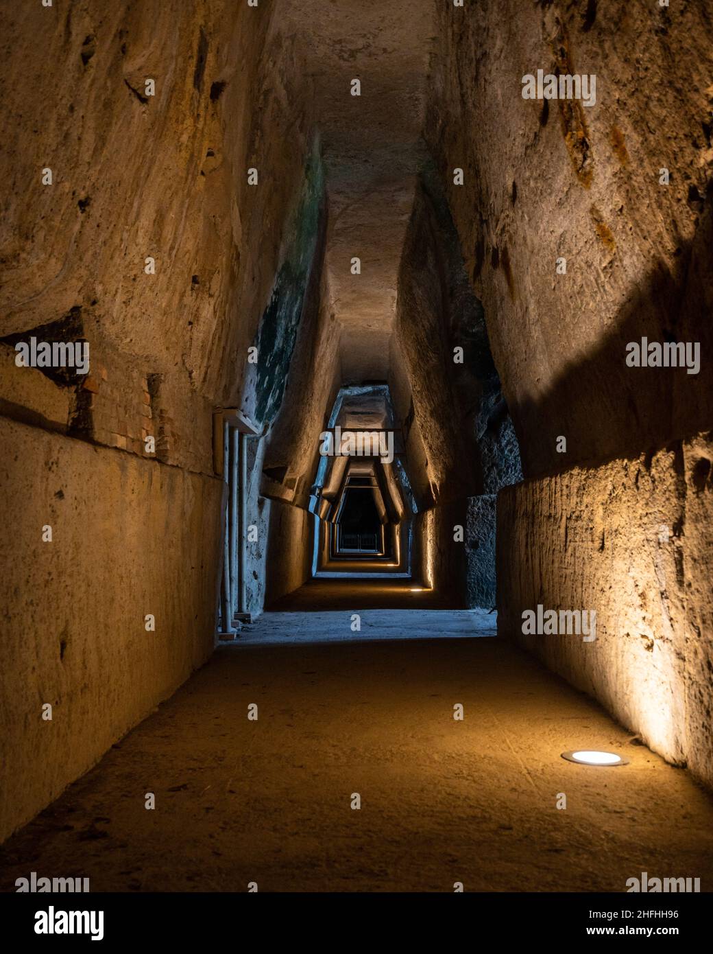 The mysterious Sibyl's cave or “Antro della Sibilla” at Cumae archaeological park, Pozzuoli, Italy Stock Photo