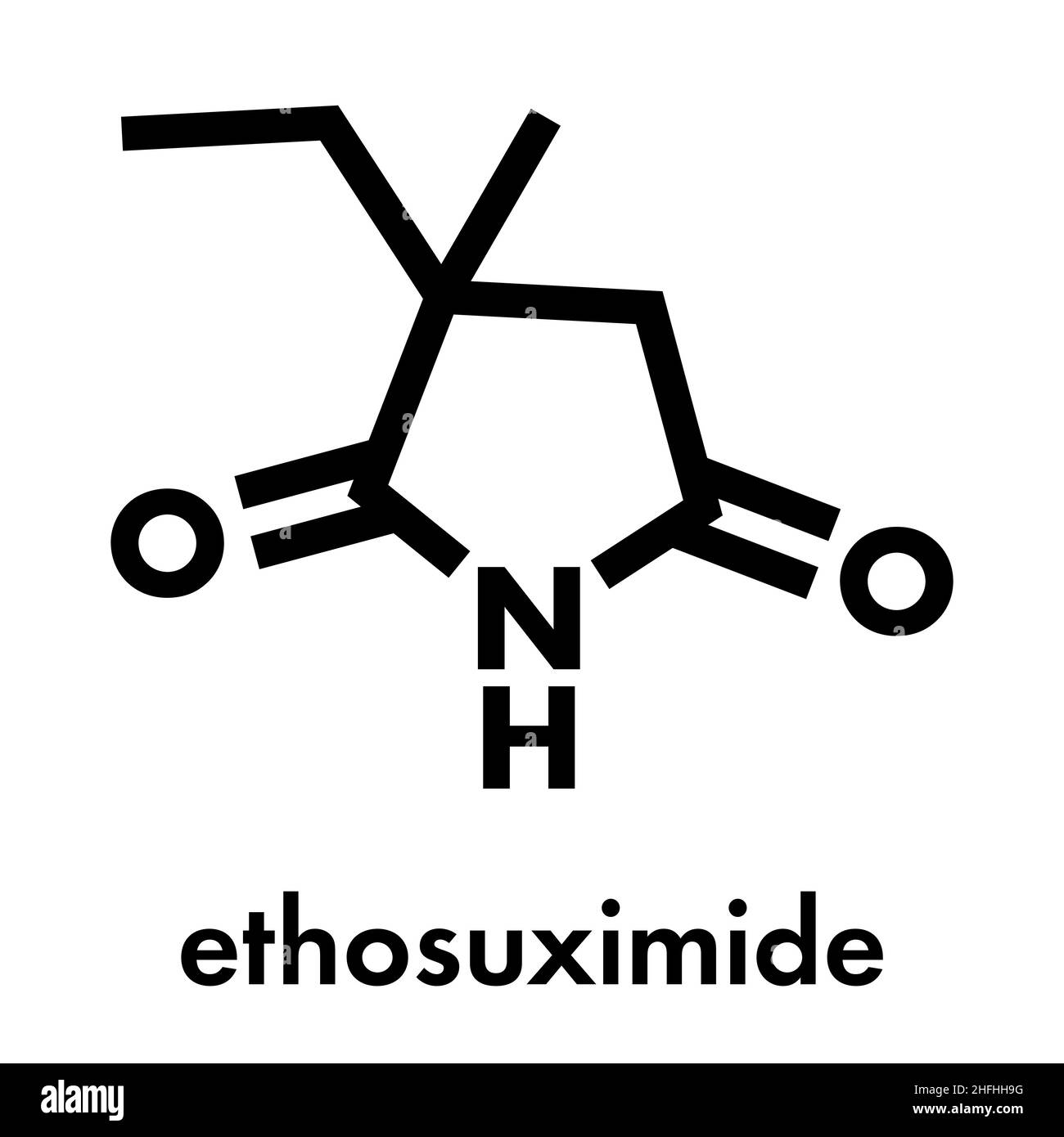 Ethosuximide anticonvulsant drug molecule. Used in treatment of absence