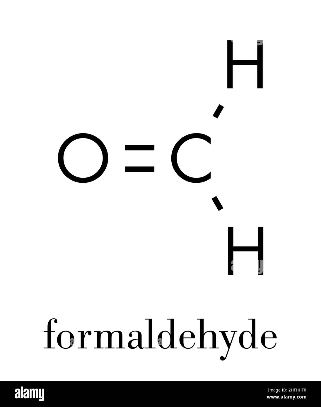 Formaldehyde (methanal) molecule. Important indoor pollutant. Skeletal