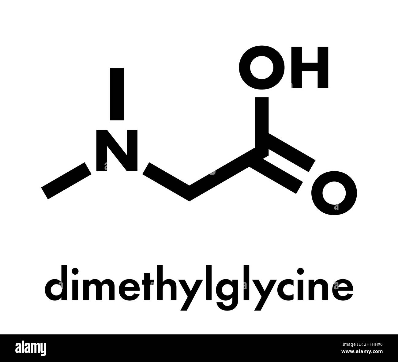 Dimethylglycine (DMG) molecule. Methylated derivative of glycine, used