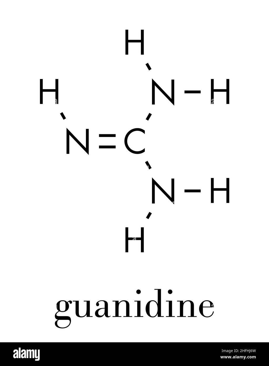 Guanidine molecule. Skeletal formula. Stock Vector