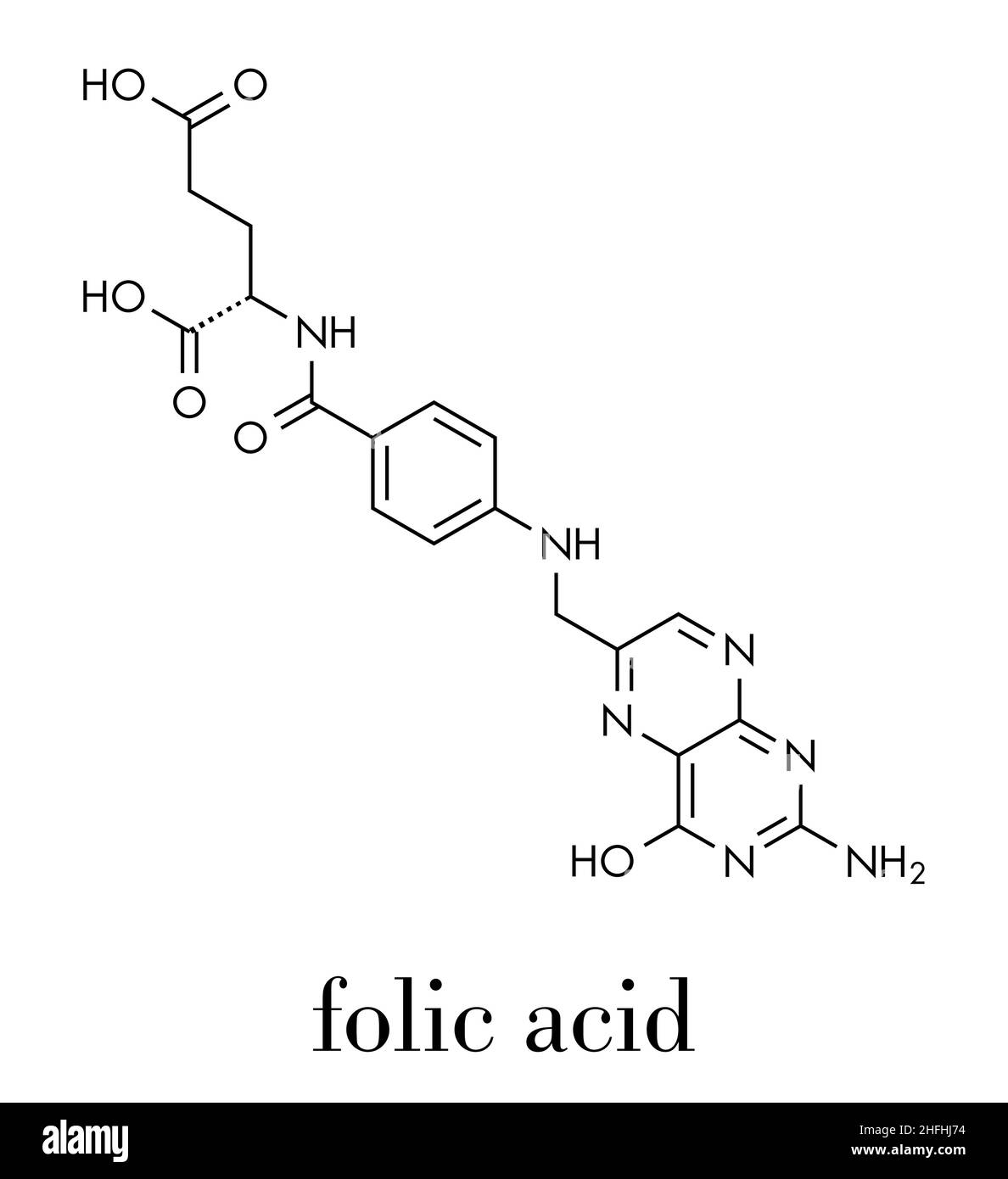 Vitamin B9 (folic acid) molecule. Skeletal formula Stock Vector Image