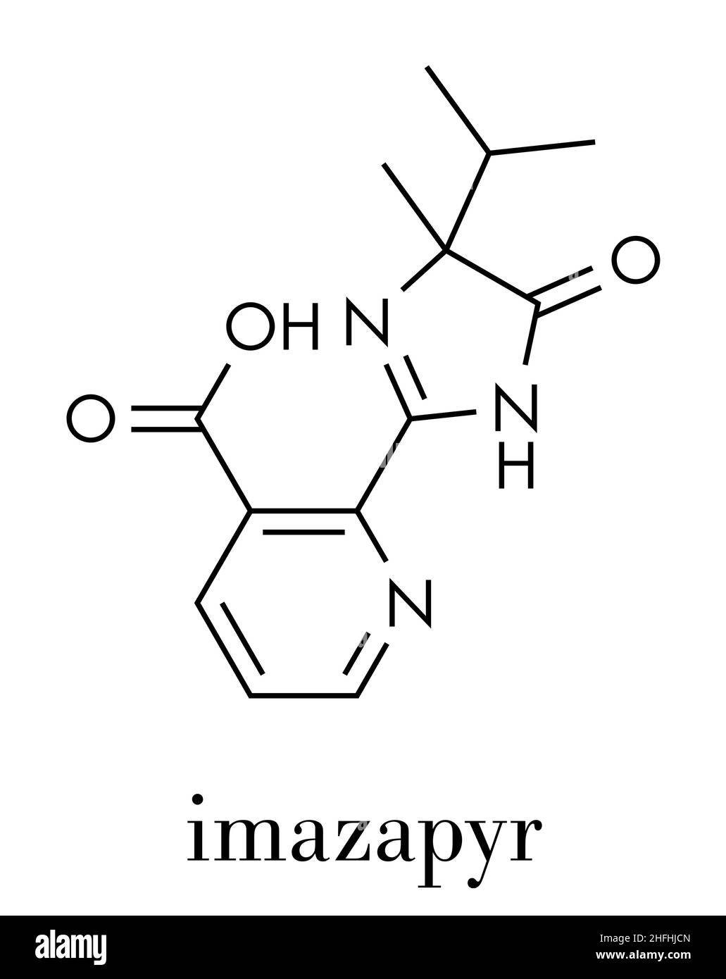 Imazapyr herbicide molecule. Skeletal formula. Stock Vector