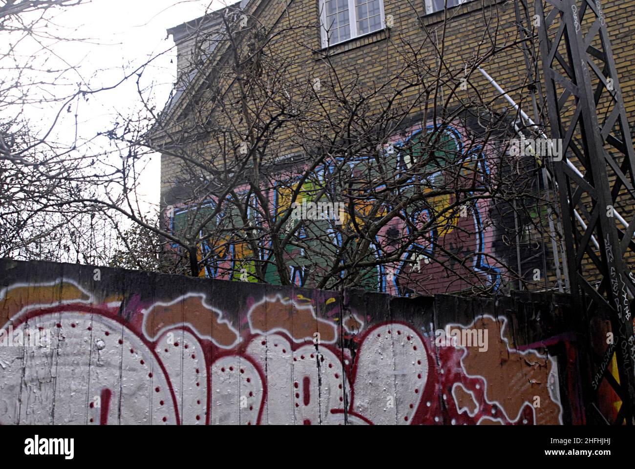 KASTRUP/COPENHAGEN /Denmark-   10 January 2014   Graffiti arts  on wooden wall around christiania           (Photo by Francis Joseph Dean/Deanpictures) Stock Photo