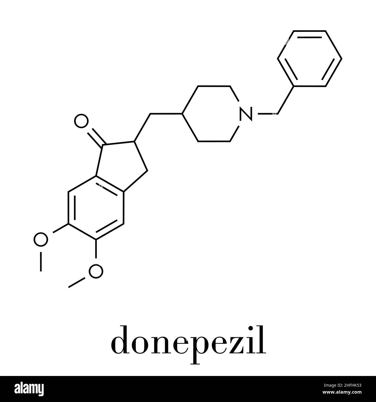 Donepezil Alzheimer #39 s disease drug molecule Skeletal formula Stock Donepezil Alzheimer #39 s disease drug molecule Skeletal formula Stock