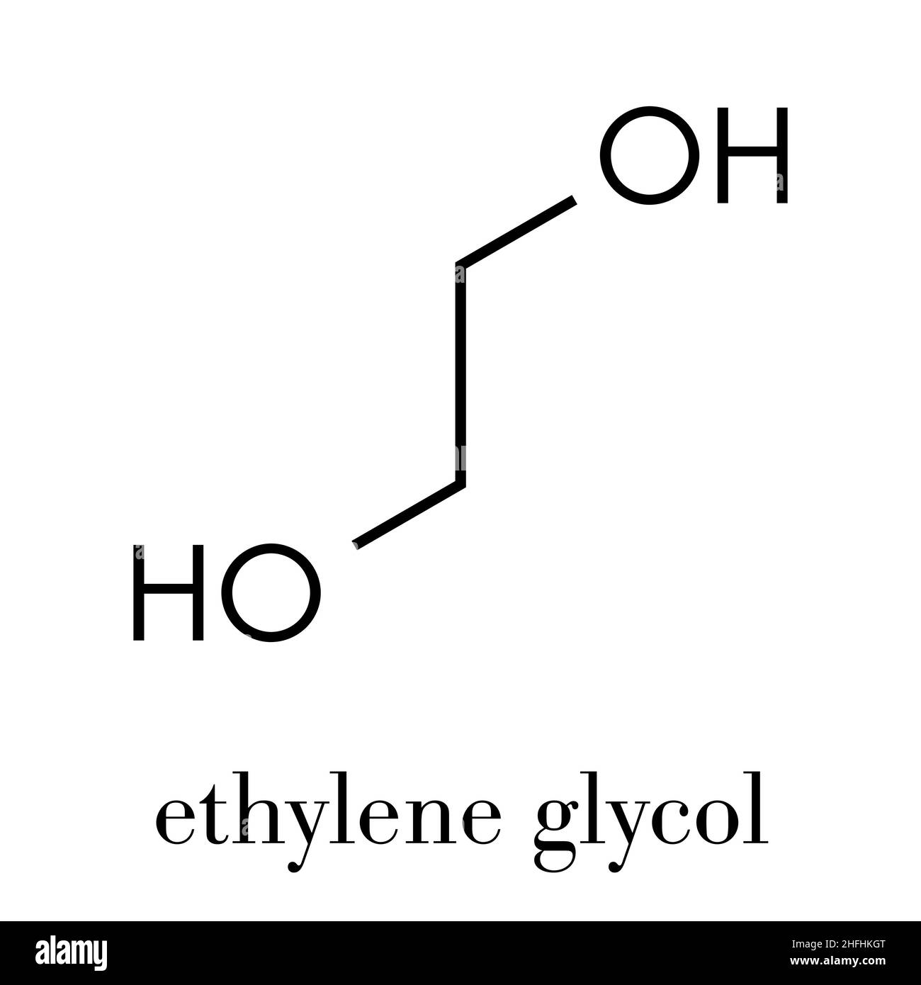 Ethylene glycol car antifreeze and polyester building block molecule. Skeletal formula. Stock Vector