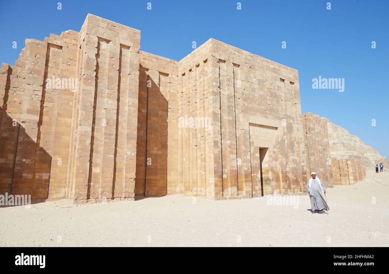 The Huge Enclosure Walls of Djoser's Step Pyramid Stock Photo