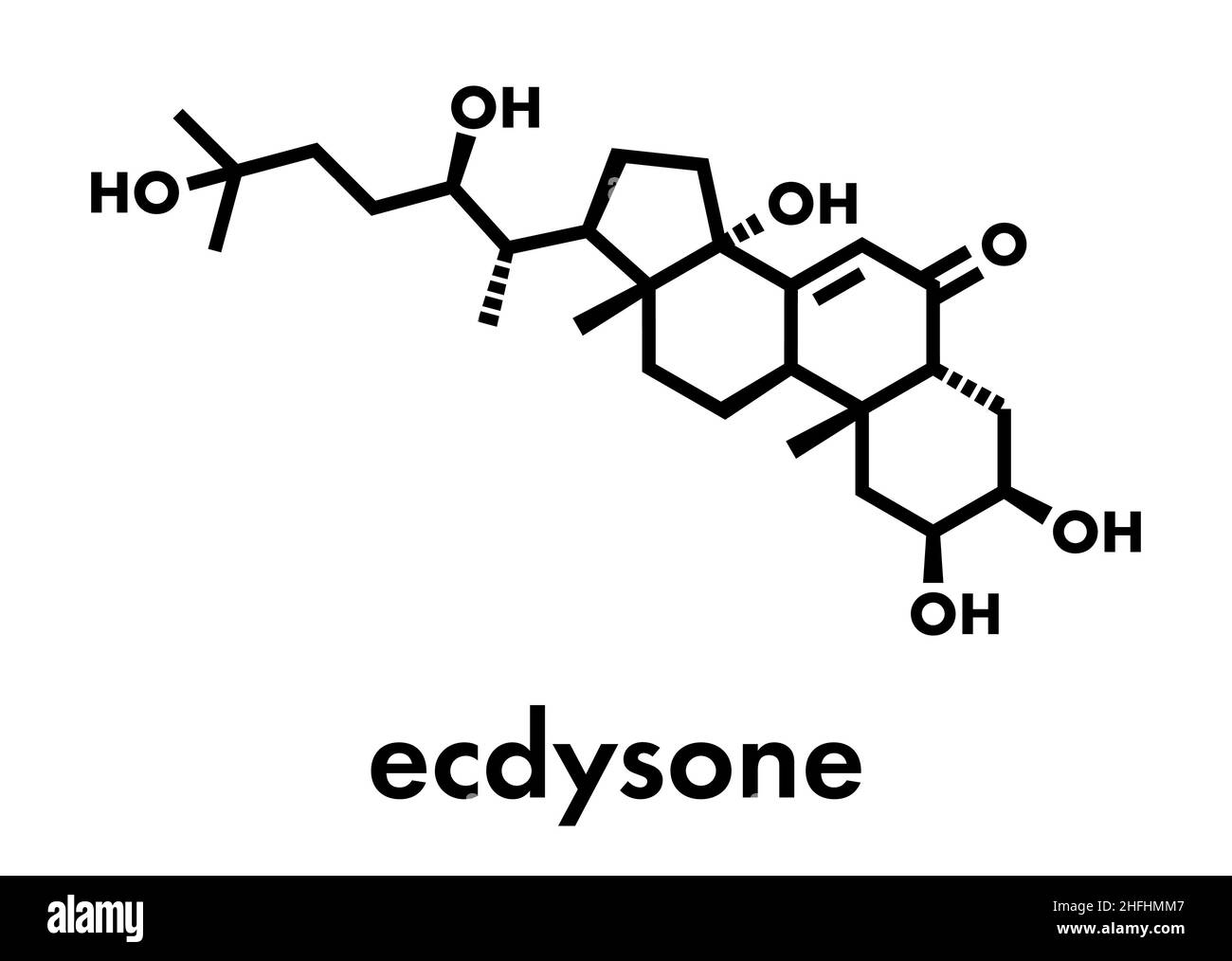 Ecdysone insect molting prohormone. Skeletal formula. Stock Vector