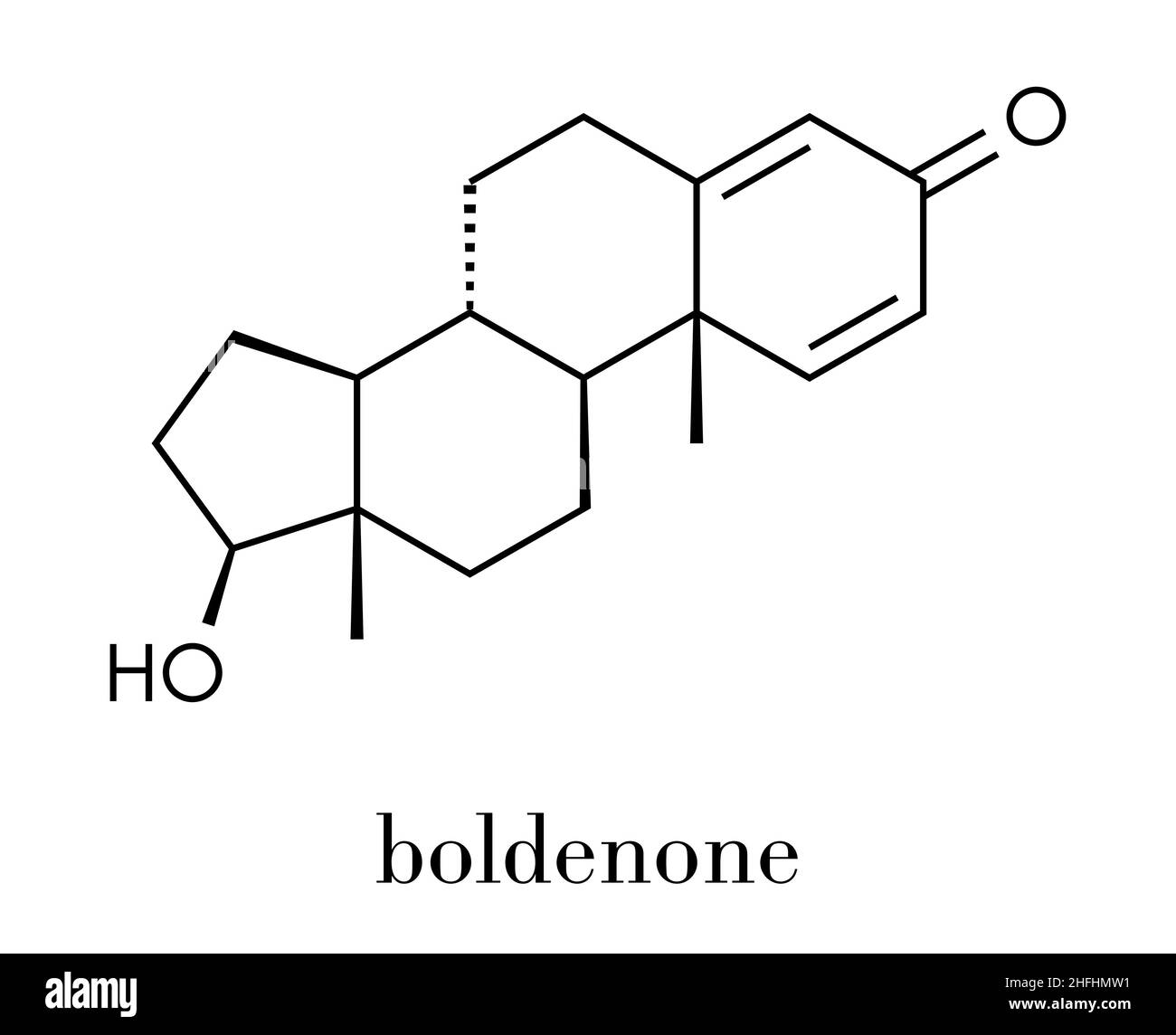 Boldenone anabolic steroid, chemical structure. Skeletal formula Stock