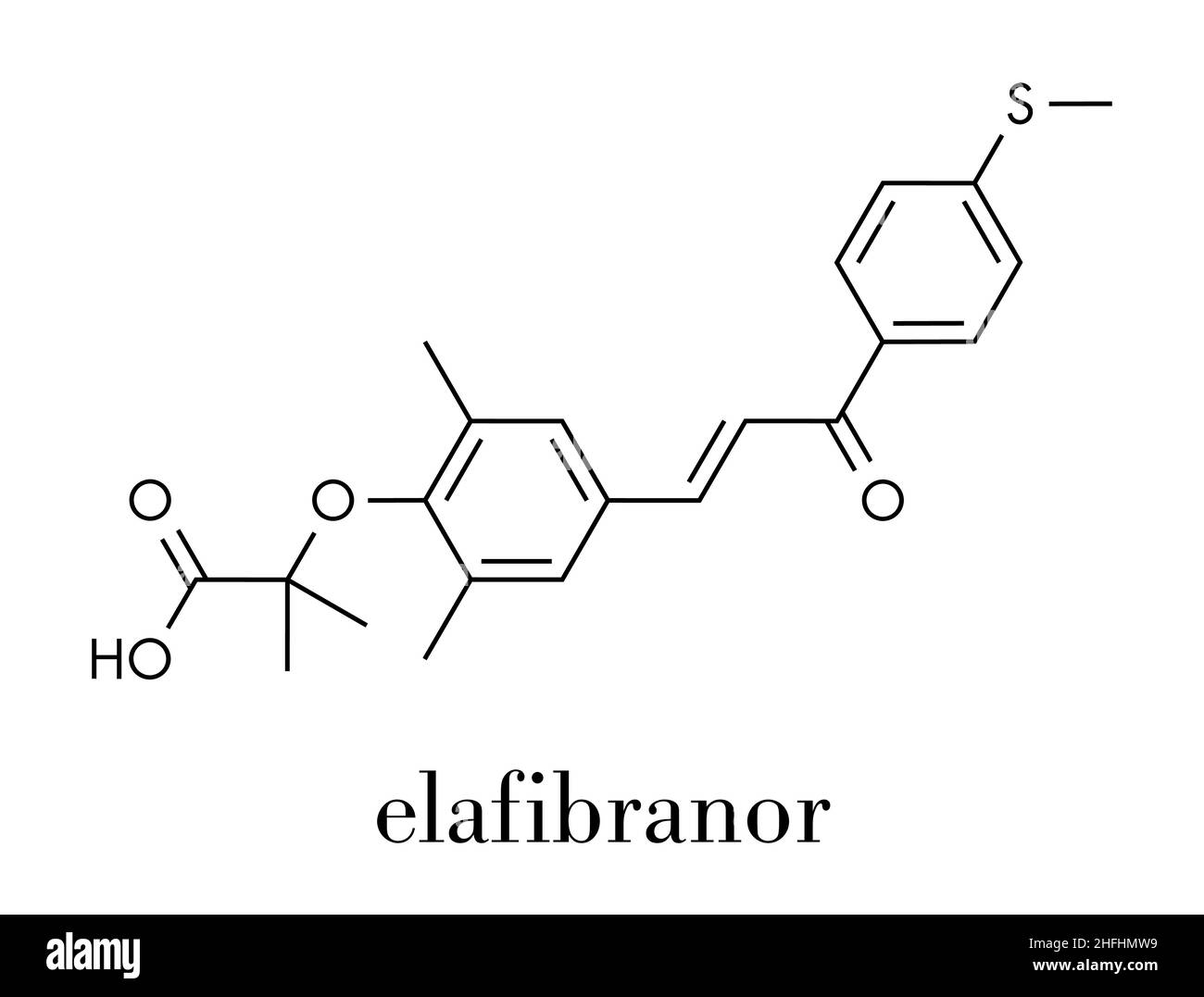 Elafibranor drug molecule. Skeletal formula. Stock Vector