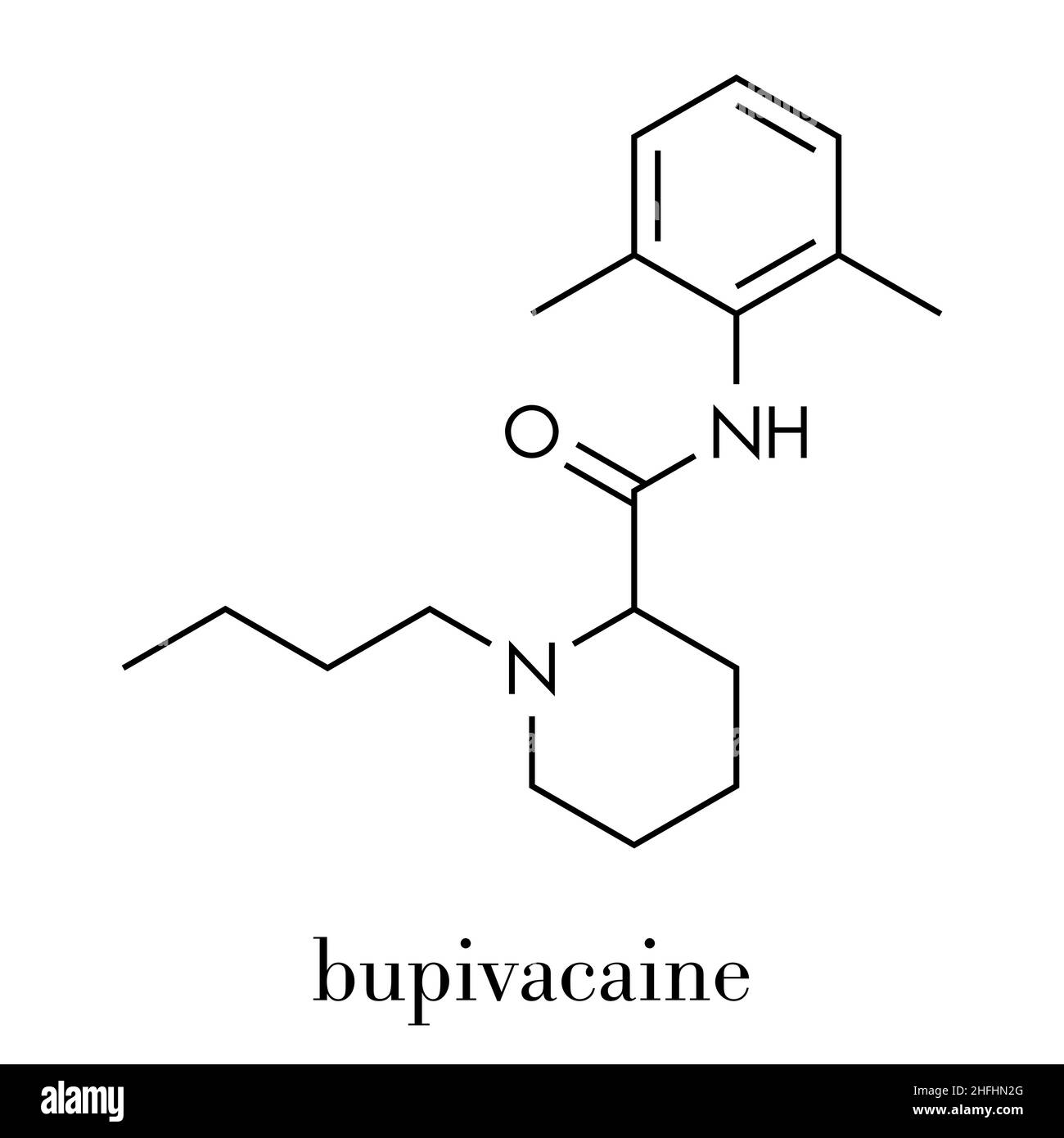 Bupivacaine epidural anesthetic drug molecule (local anesthetic