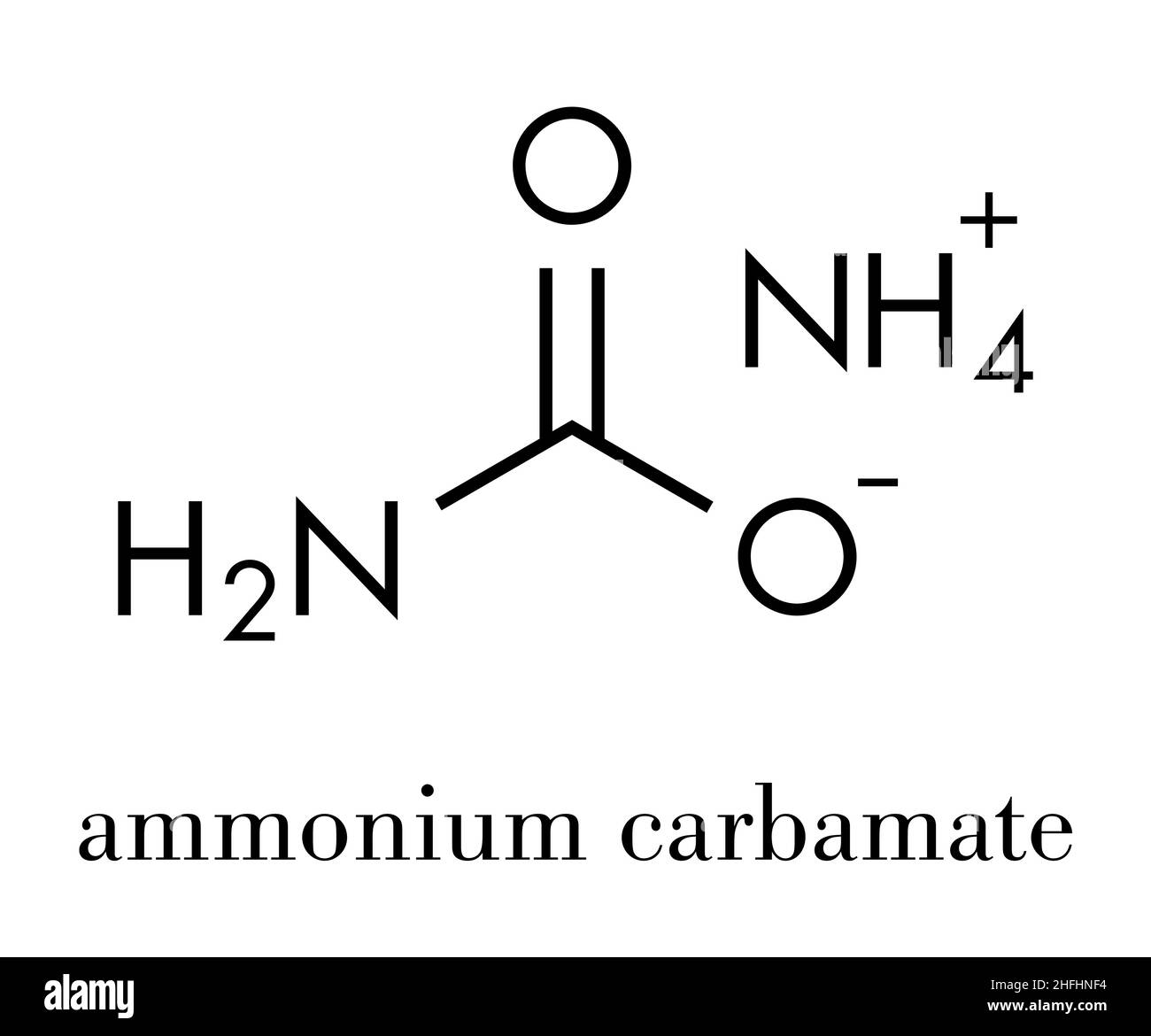 Ammonium carbamate, chemical structure. Skeletal formula Stock Vector