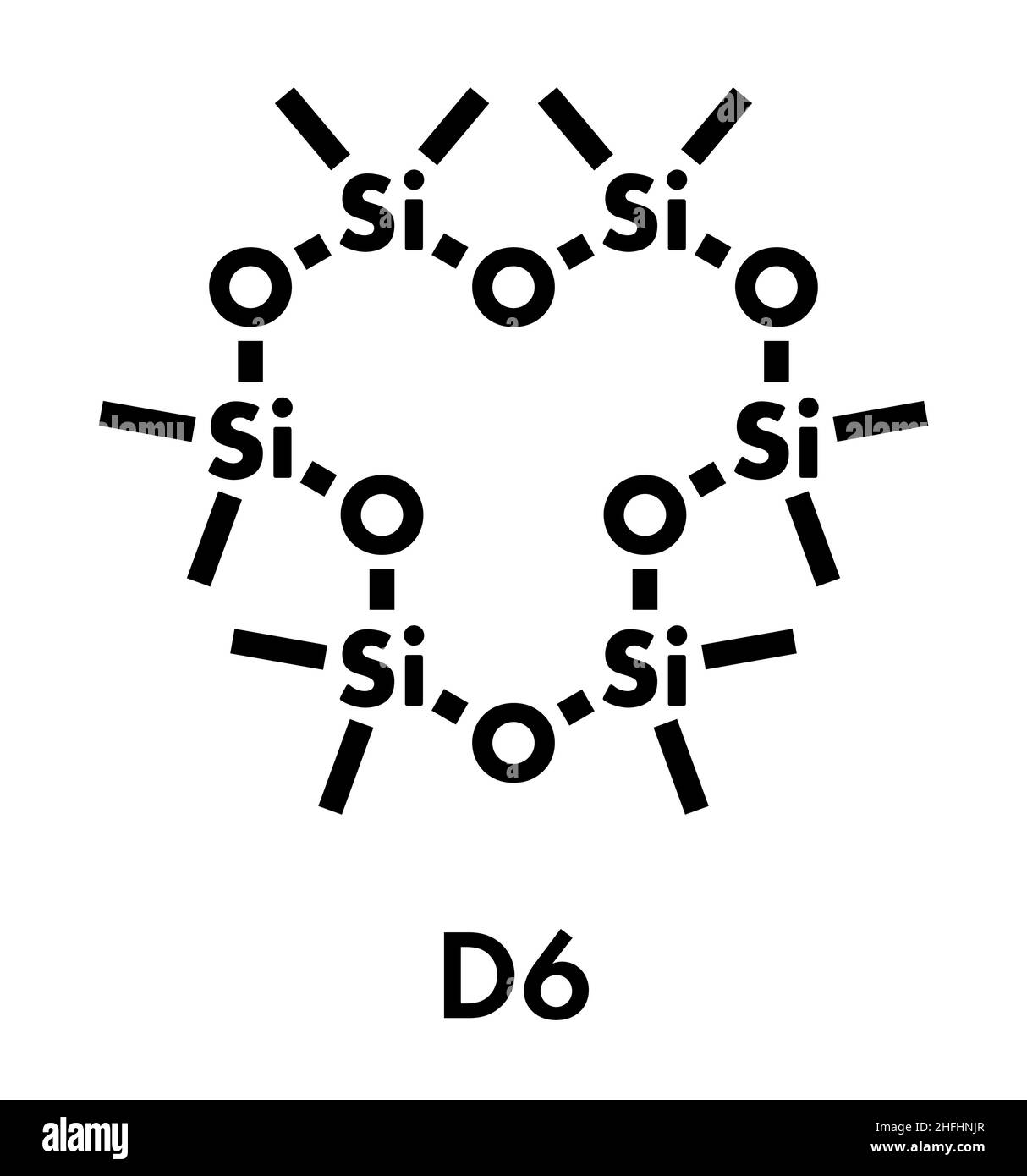 dodecamethylcyclohexasiloxane (D6) cyclic organosilicon molecule. Skeletal formula. Stock Vector