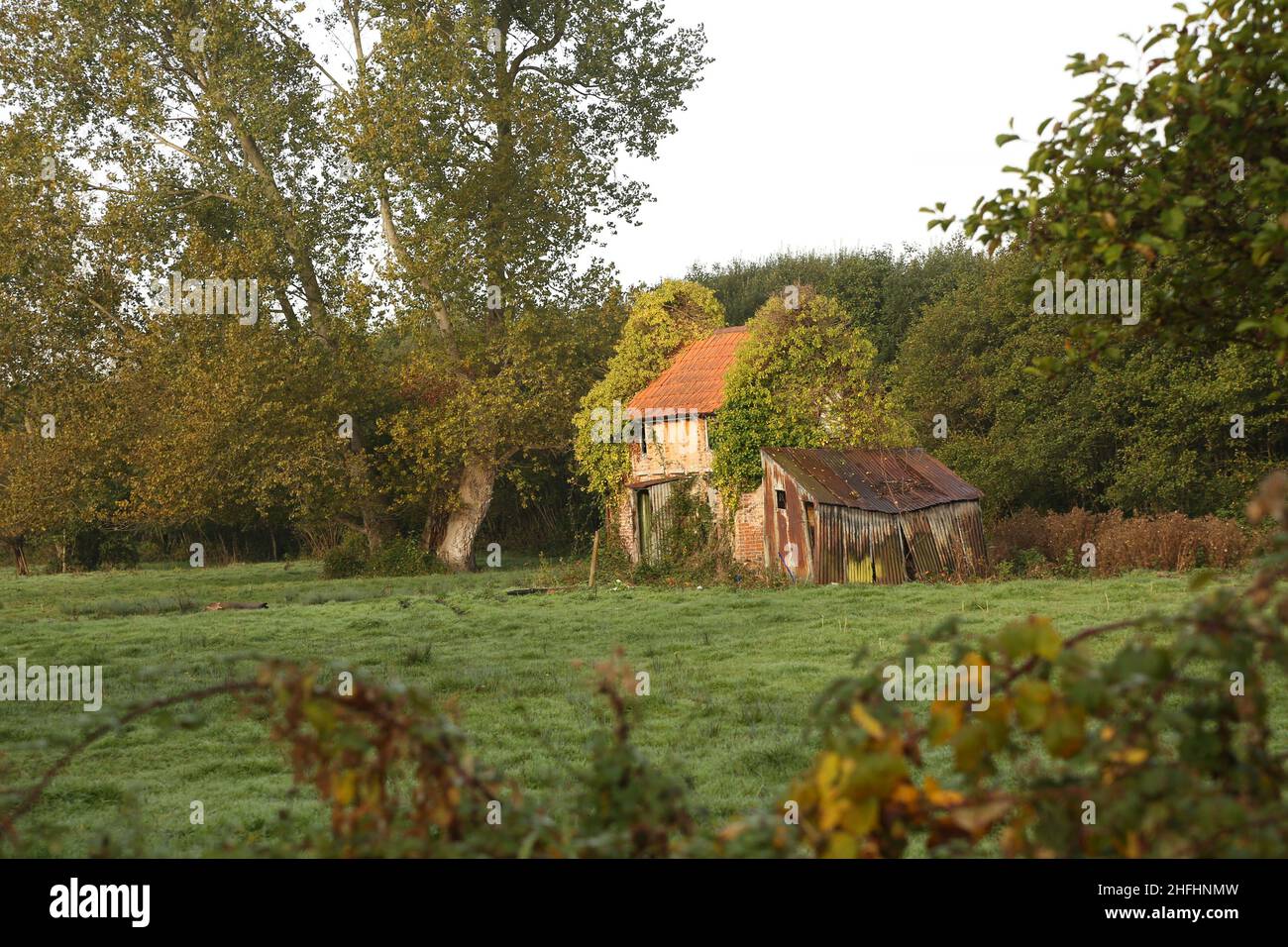 October 2015 - Old farm house left to fall down, Stock Photo
