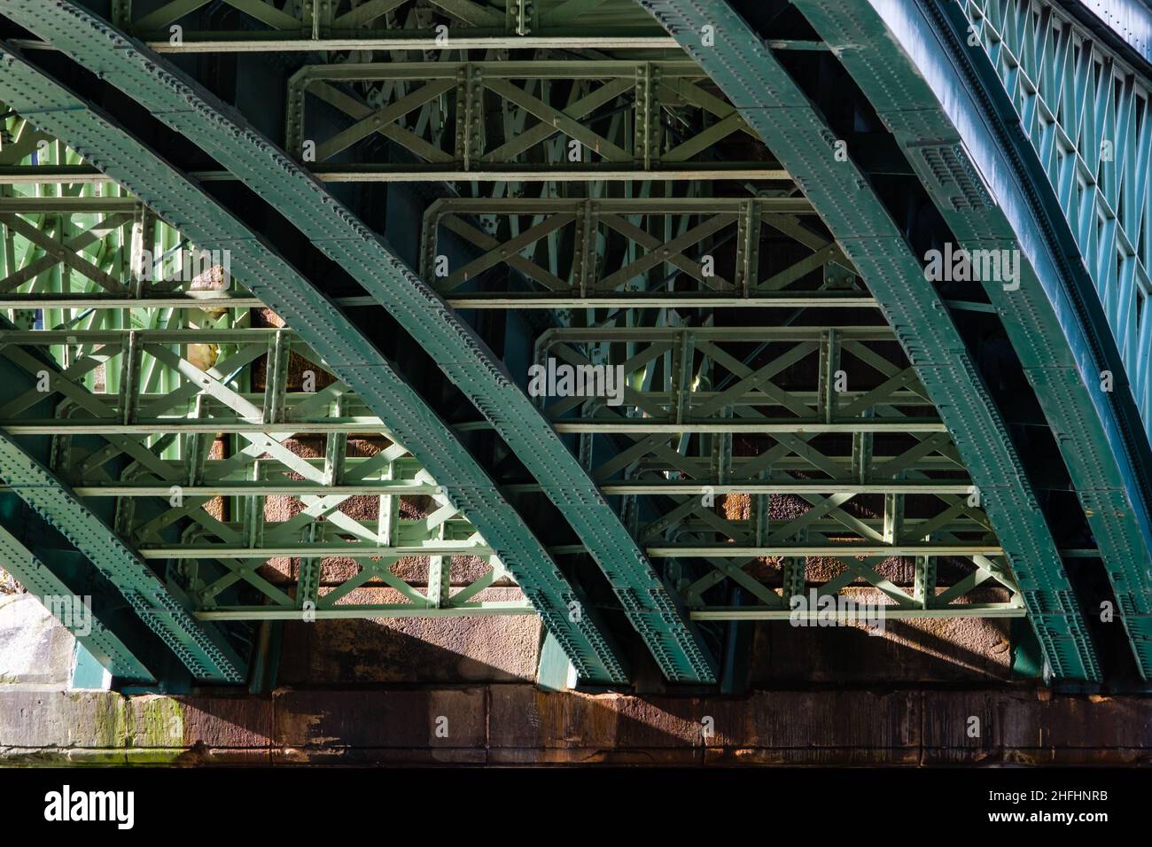 The lattice girder arch of Battersea Railway Bridge Stock Photo