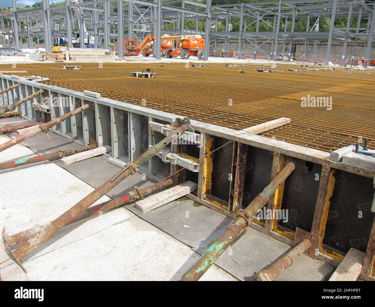 August 2011 - New concrete slab construction underway on a project in South Wales Stock Photo