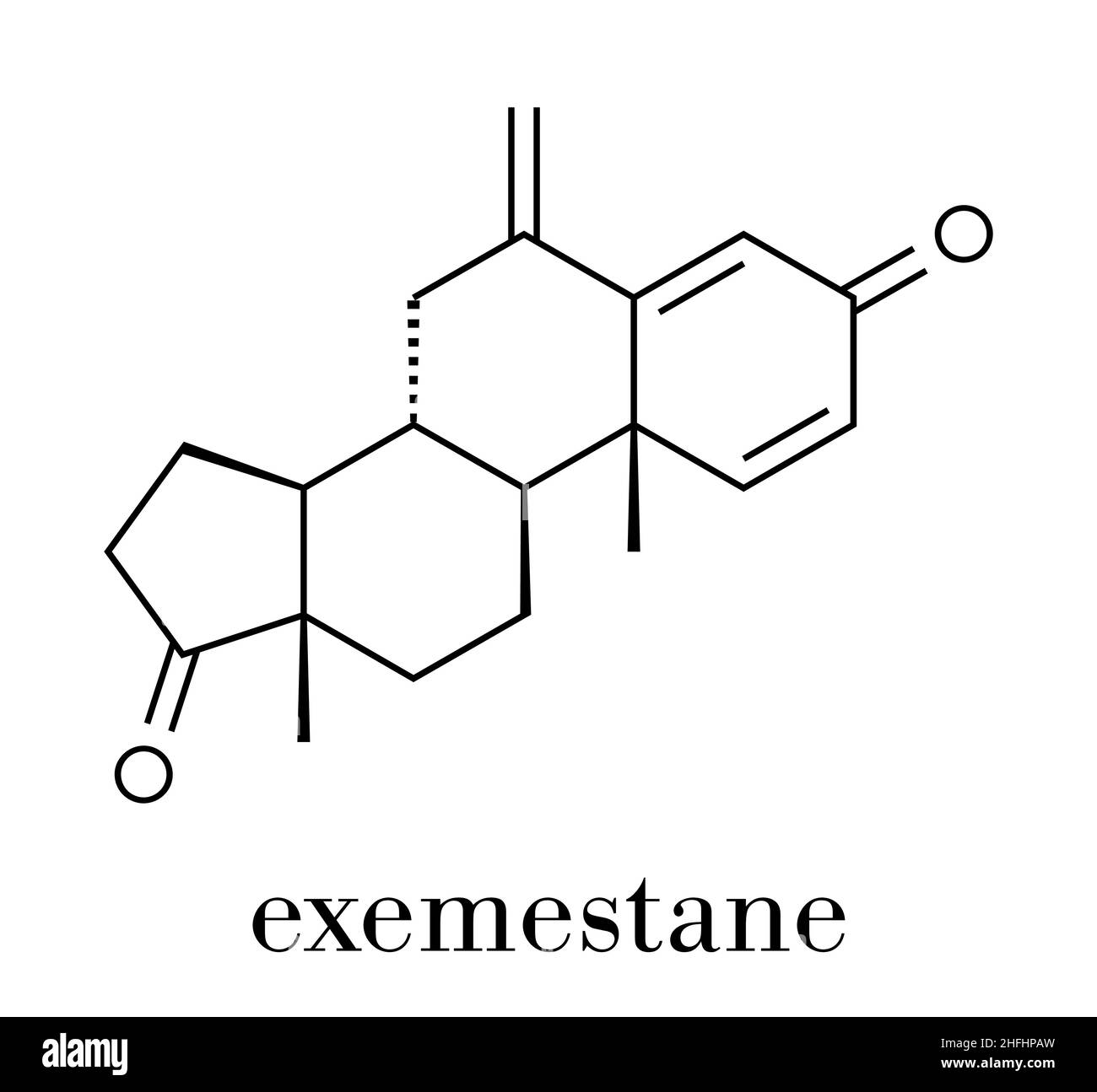 Exemestane breast cancer drug molecule (aromatase inhibitor). Skeletal formula. Stock Vector