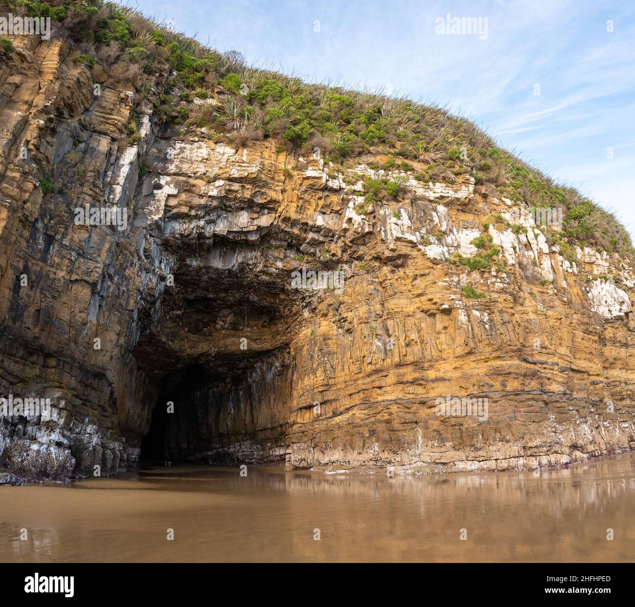 Famous cathedral caves at the coast of New Zealands South Island Stock ...