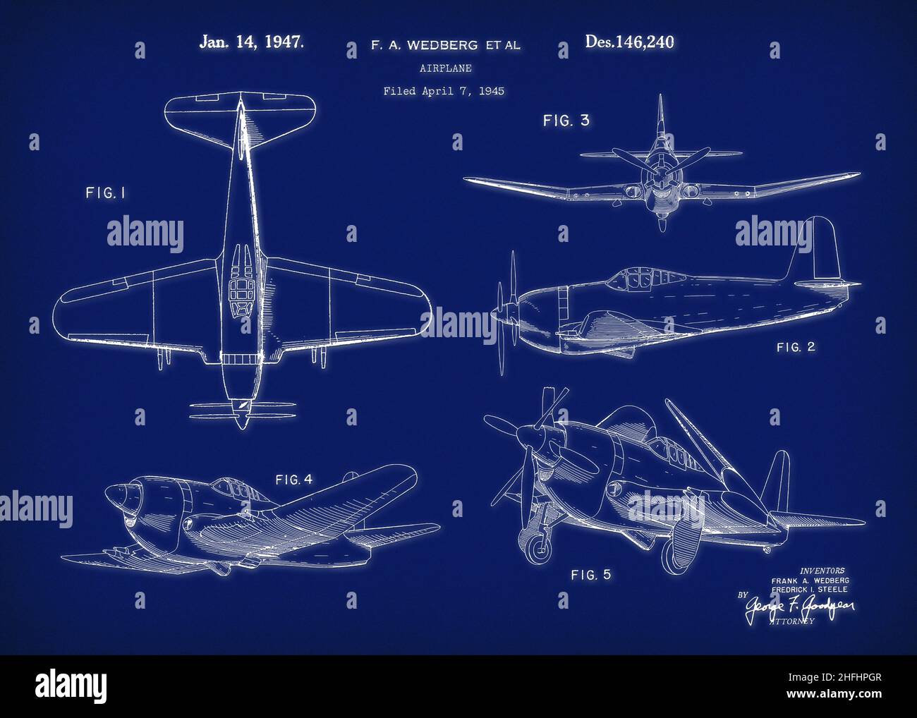 Vintage Airplane Patent Stock Photo