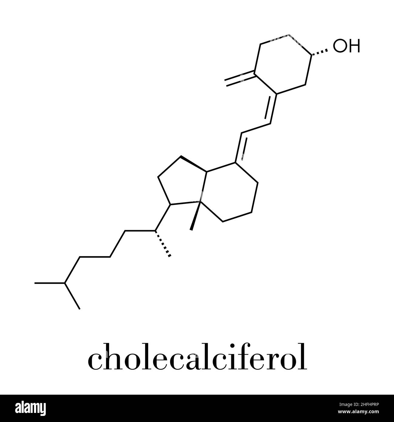Vitamin D (D3, cholecalciferol, toxiferol) molecule. Skeletal formula. Stock Vector