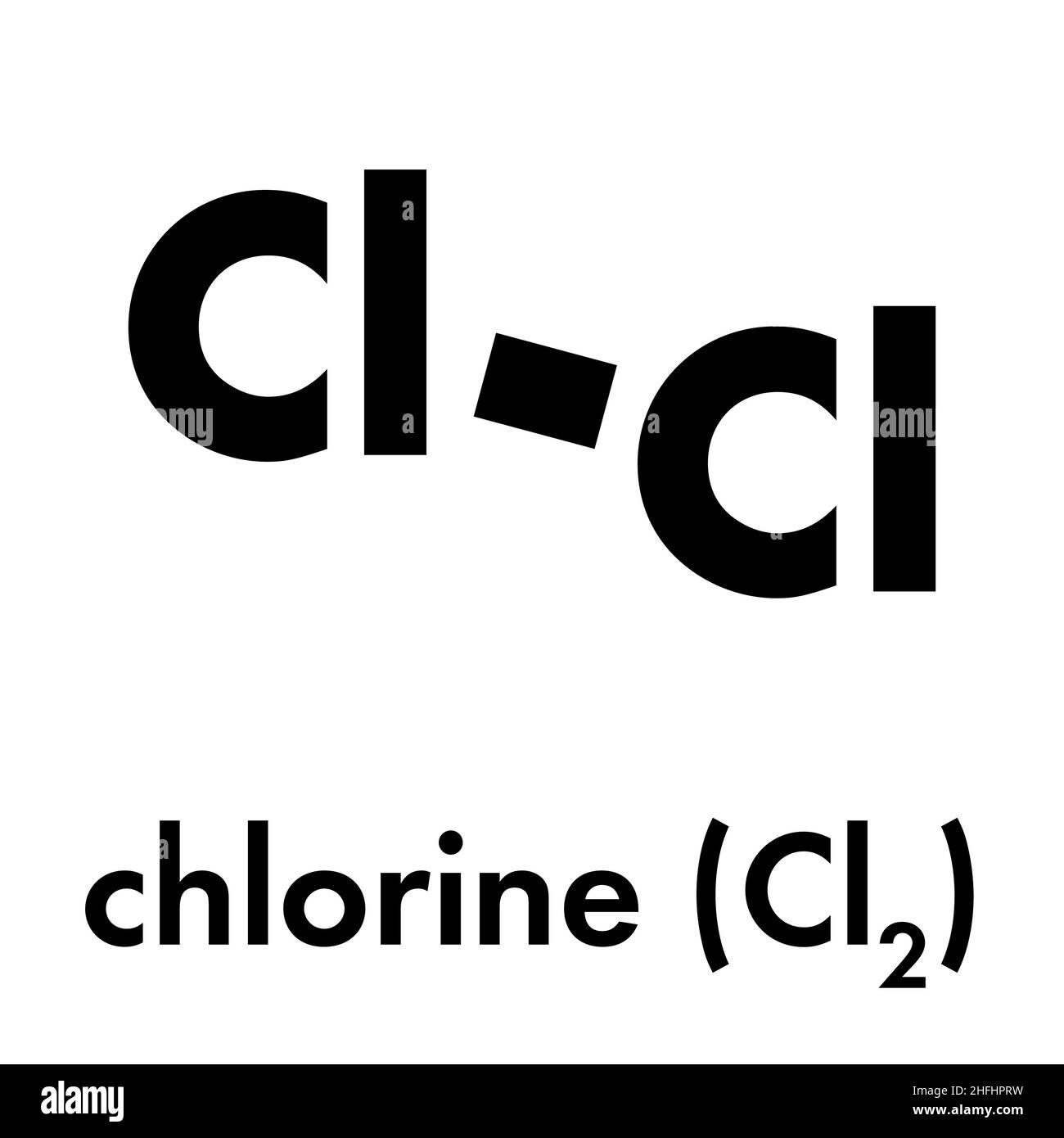 Elemental chlorine (Cl2). Skeletal formula. Stock Vector