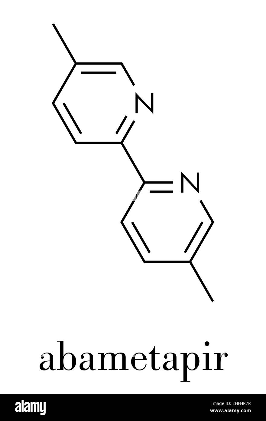 Abametapir head lice treatment drug molecule. Skeletal formula. Stock Vector