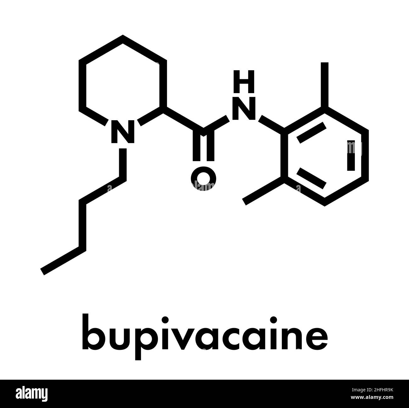 Bupivacaine epidural anesthetic drug molecule (local anesthetic