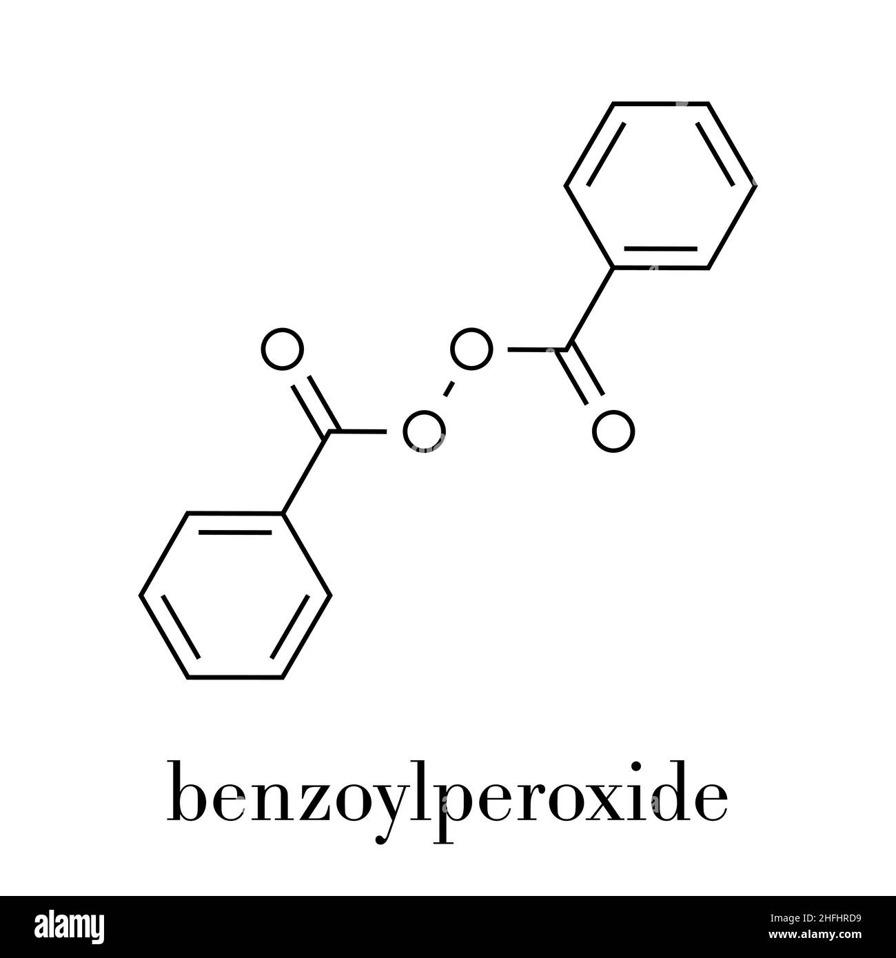 Benzoyl peroxide acne treatment drug molecule. Also used to dye hair