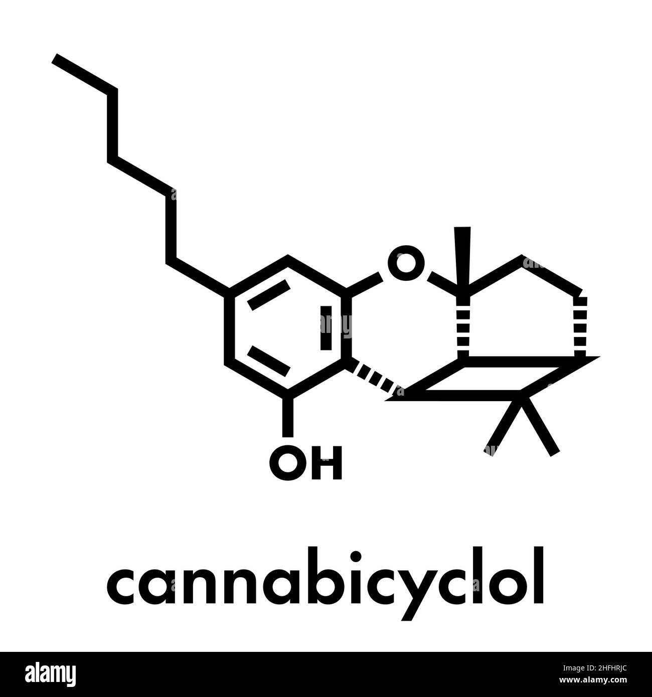 Cannabicyclol or CBL cannabinoid molecule. Skeletal formula. Stock Vector