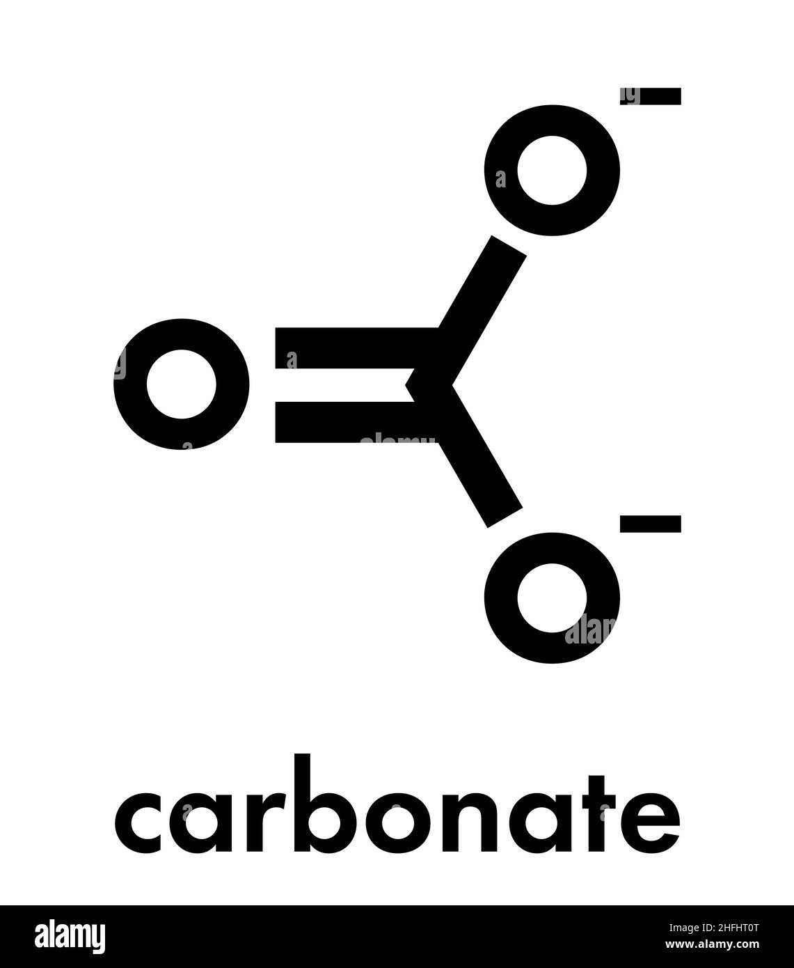 Carbonate anion, chemical structure. Skeletal formula Stock Vector