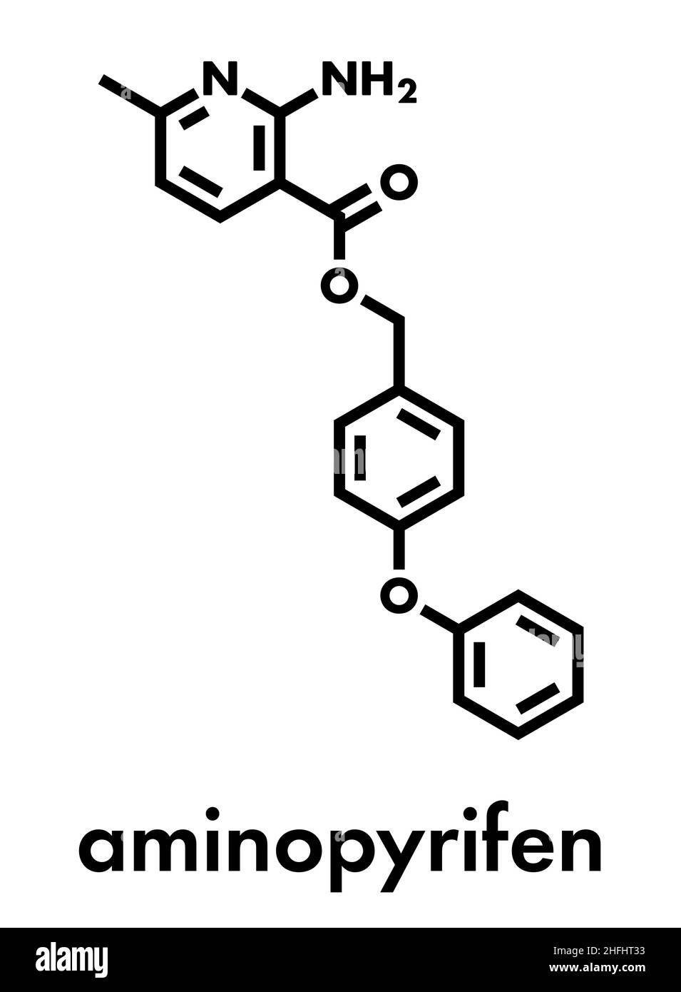 Aminopyrifen fungicide molecule. Skeletal formula. Stock Vector