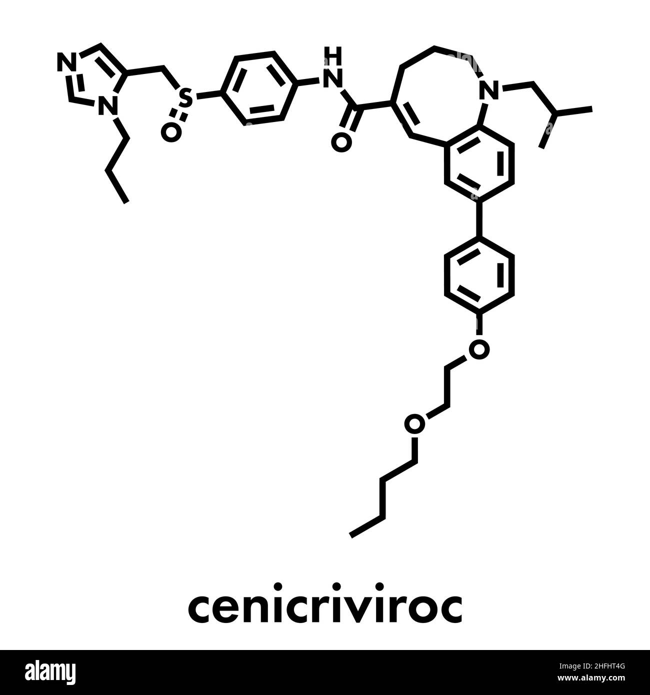 Cenicriviroc HIV drug molecule. Skeletal formula Stock Vector Image