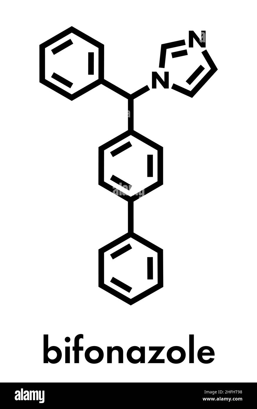 Bifonazole antifungal drug molecule. Skeletal formula Stock Vector
