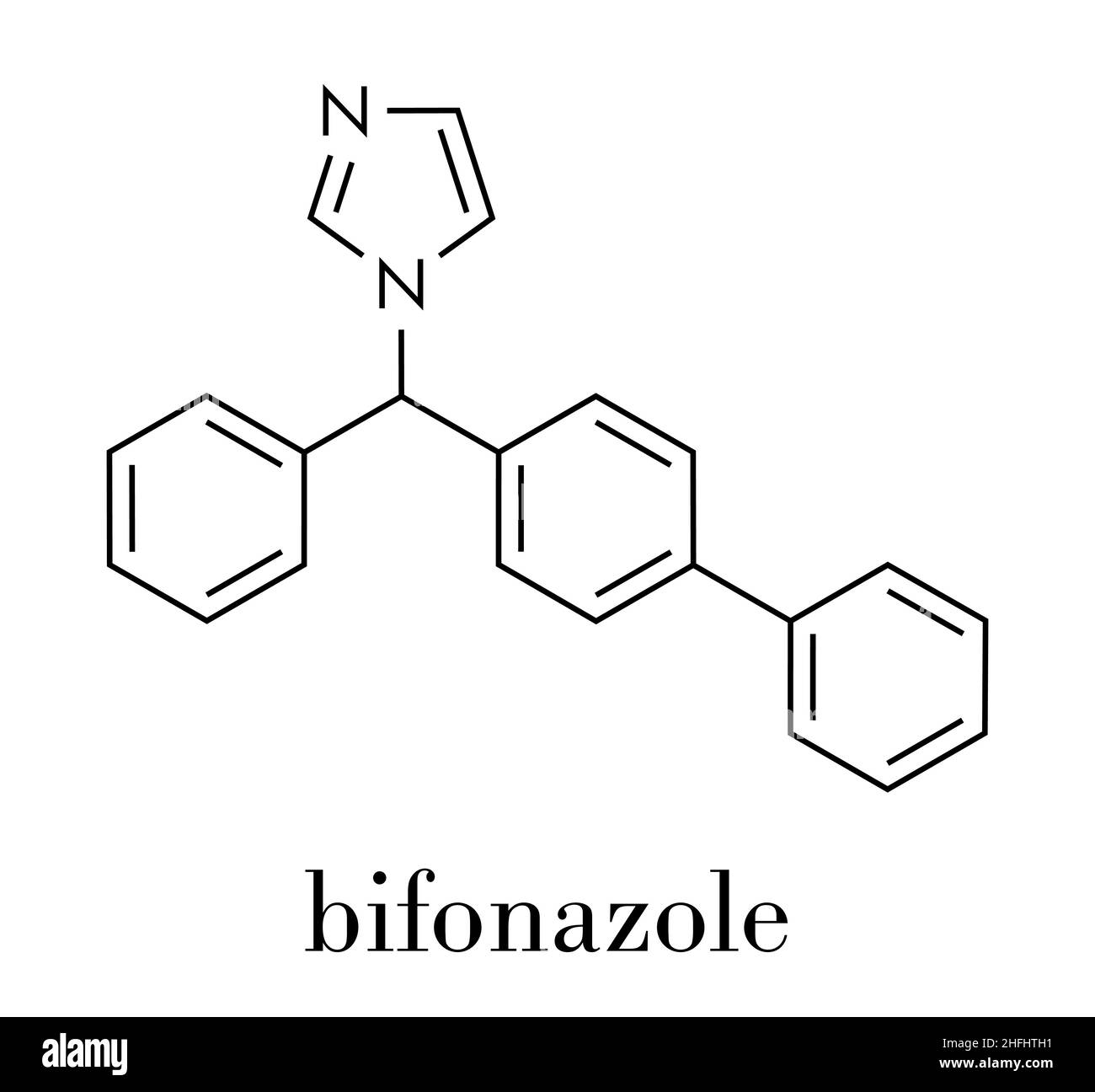 Bifonazole antifungal drug molecule. Skeletal formula Stock Vector