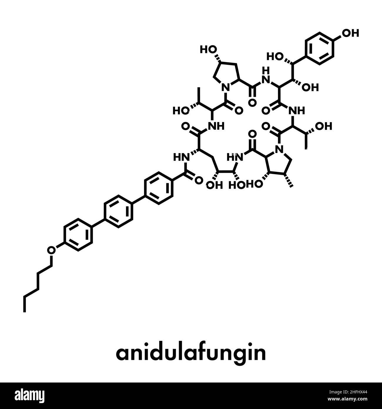 Anidulafungin antifungal drug molecule. Skeletal formula Stock Vector Image & Art Alamy