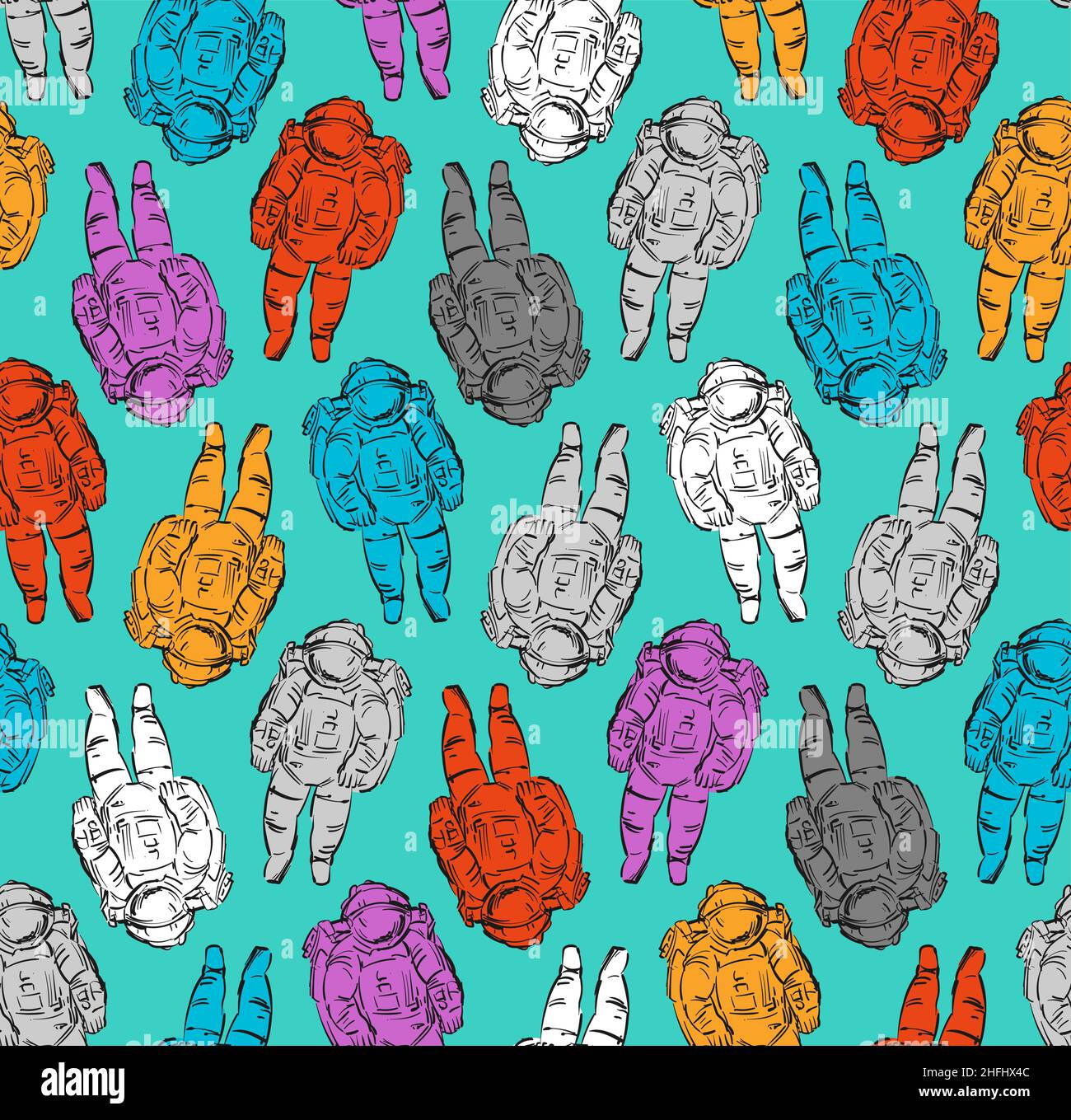 Astronaut pattern seamless. hand drawing cosmonaut background. spaceman ...