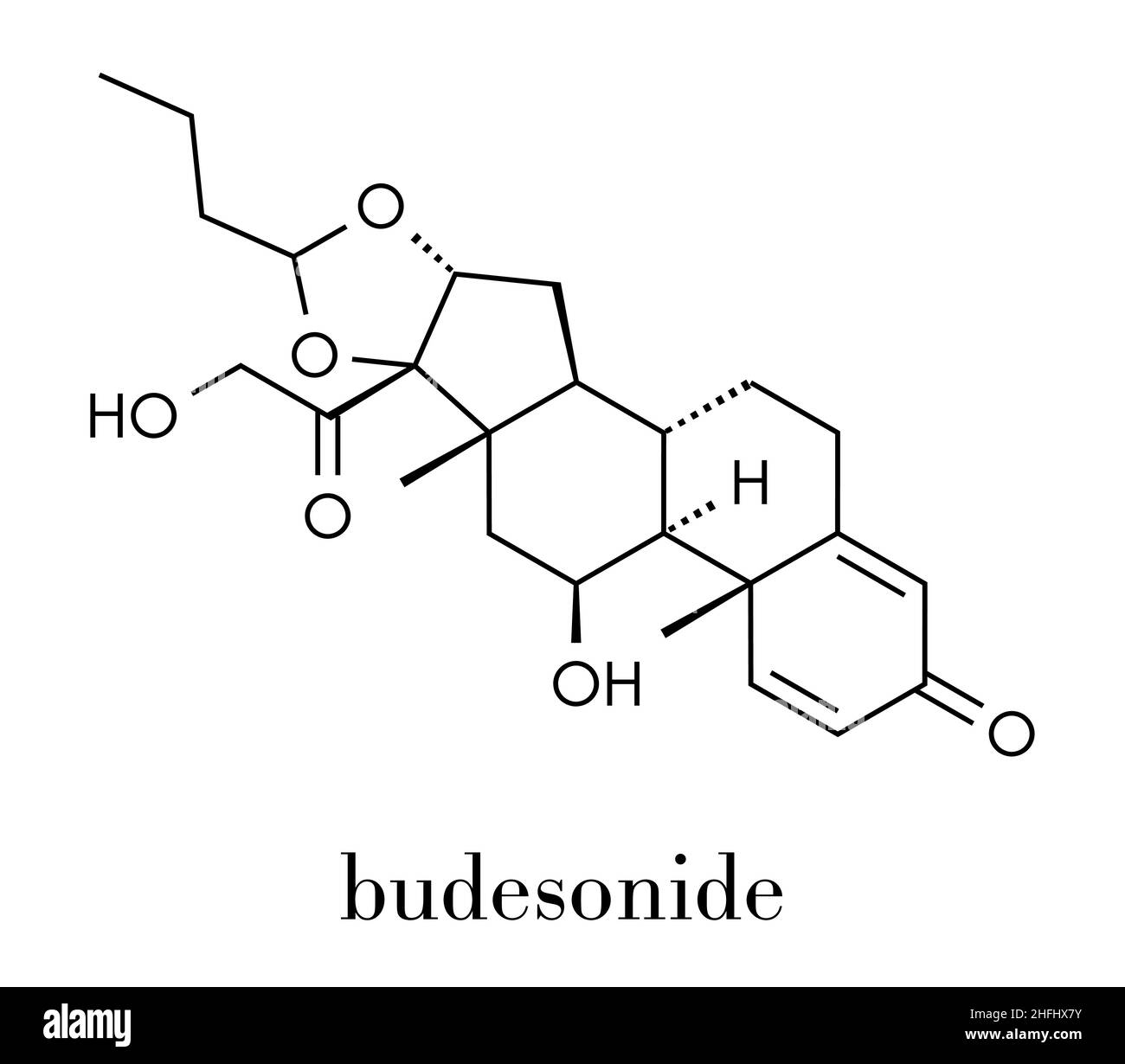 Budesonide corticosteroid drug. Used in treatment of COPD, asthma, ulcerative colitis, hay fever