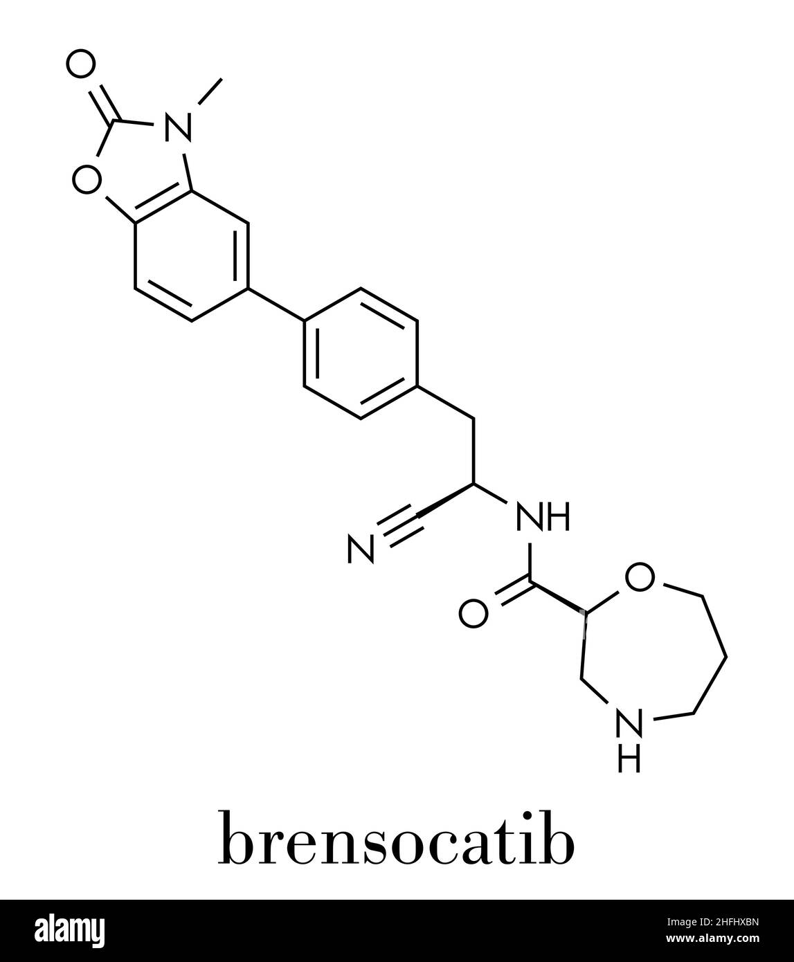 Brensocatib drug molecule. Skeletal formula. Stock Vector