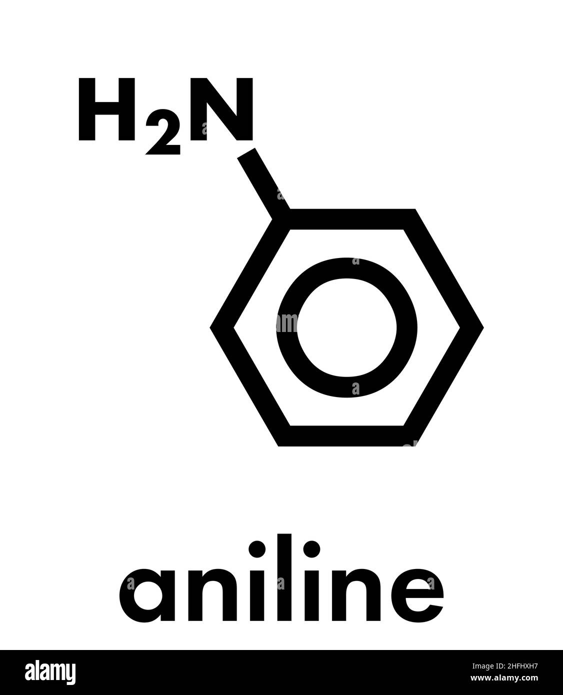 Aniline (phenylamine, aminobenzene) molecule. Skeletal formula. Stock Vector